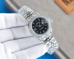 Copy Rolex Datejust Black Dial Jubilee Bracelet Ladies Watch 28MM